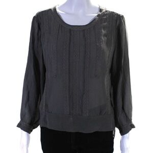 Baum Und Pferdgarten 100% Silk Sheer Blouse Charcoal Gray EUC